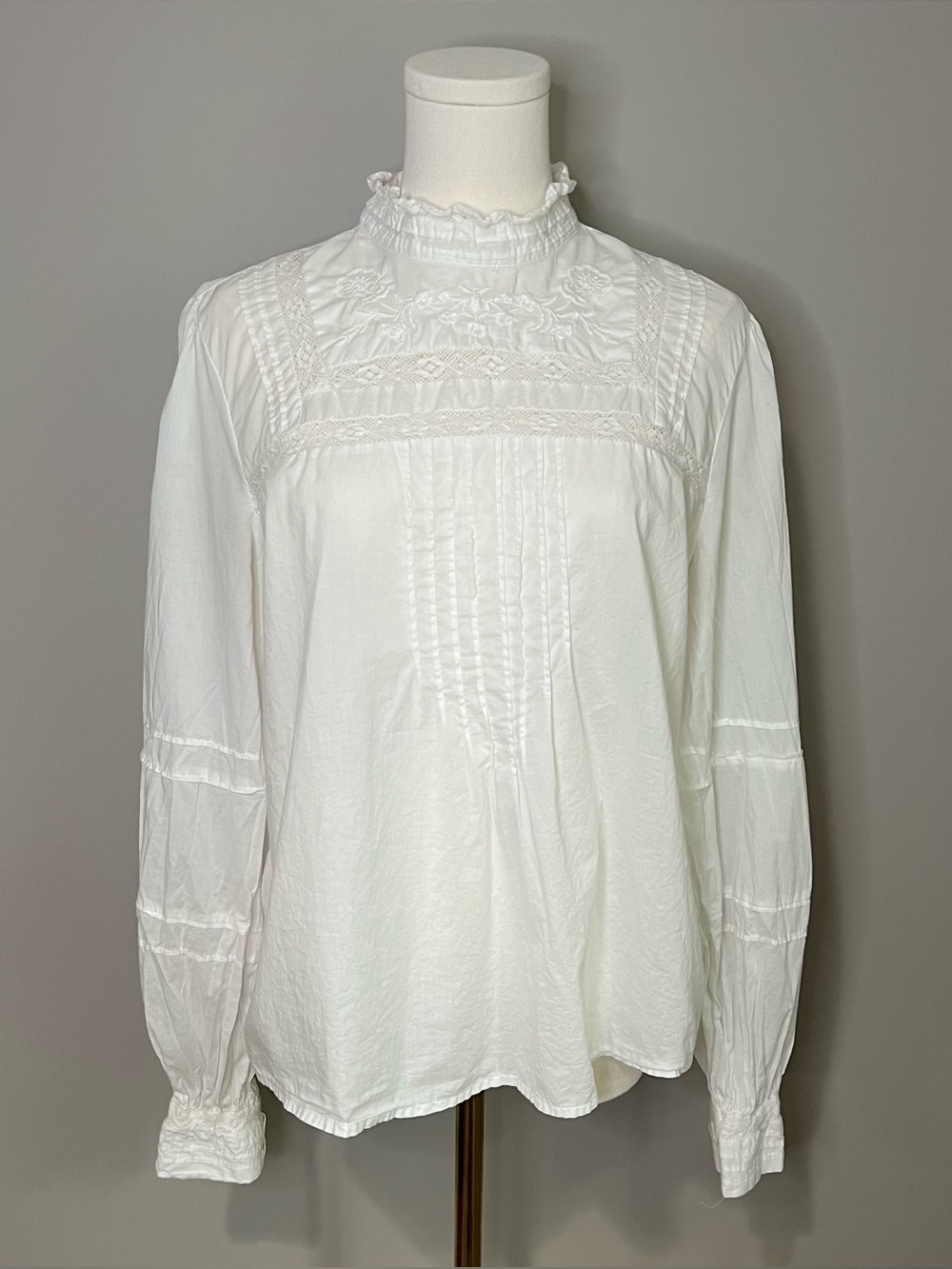 GAP 100% Cotton High Neck Embroidered Blouse Size M